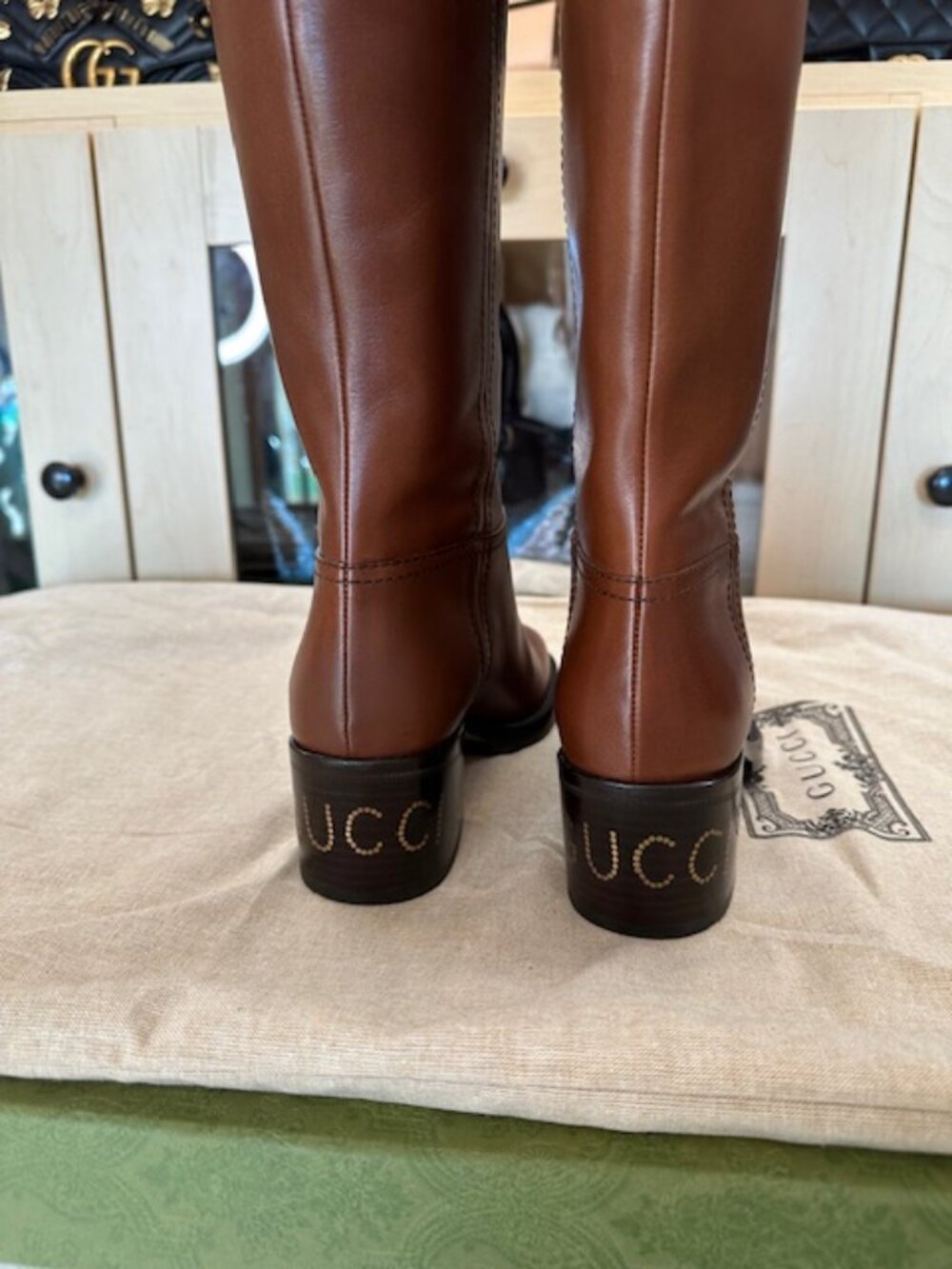 Gucci Over The Knee Brown Boots Brand new size 38 - Picture 3 of 6